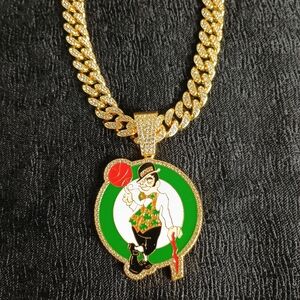 Boston Celtics 20 Inch Hip Hop Necklace Pendant Cuban Chain Link NBA Basketball